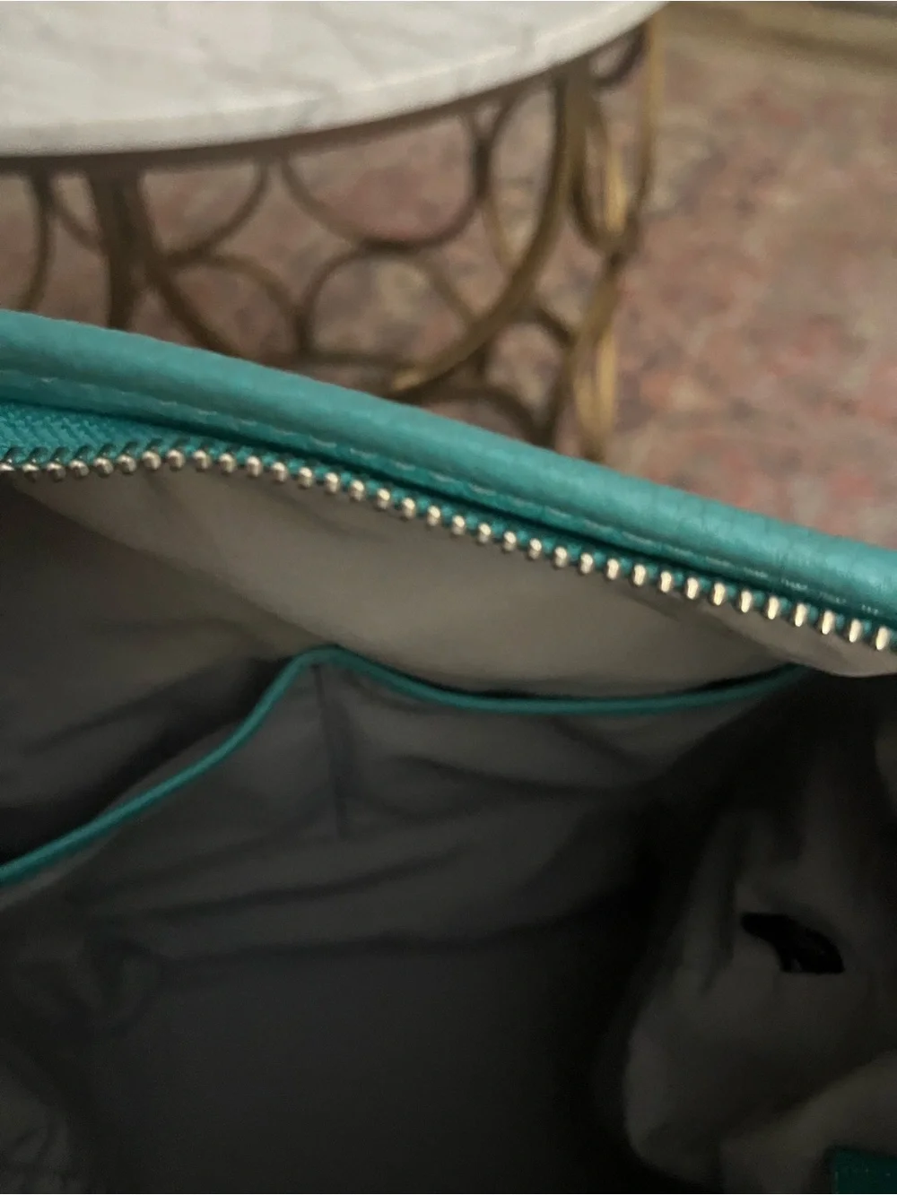 Cole Haan Teal Leather Shoulder Bag with Tan Strap